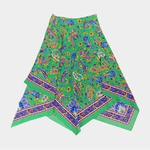 RALPH LAUREN Cassie Paisley Scarf Silk Midi Skirt Size 8